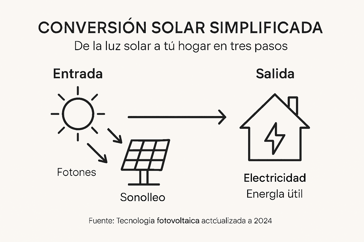 Infografía: aspectos esenciales sobre cómo la energía solar se transforma en electricidad