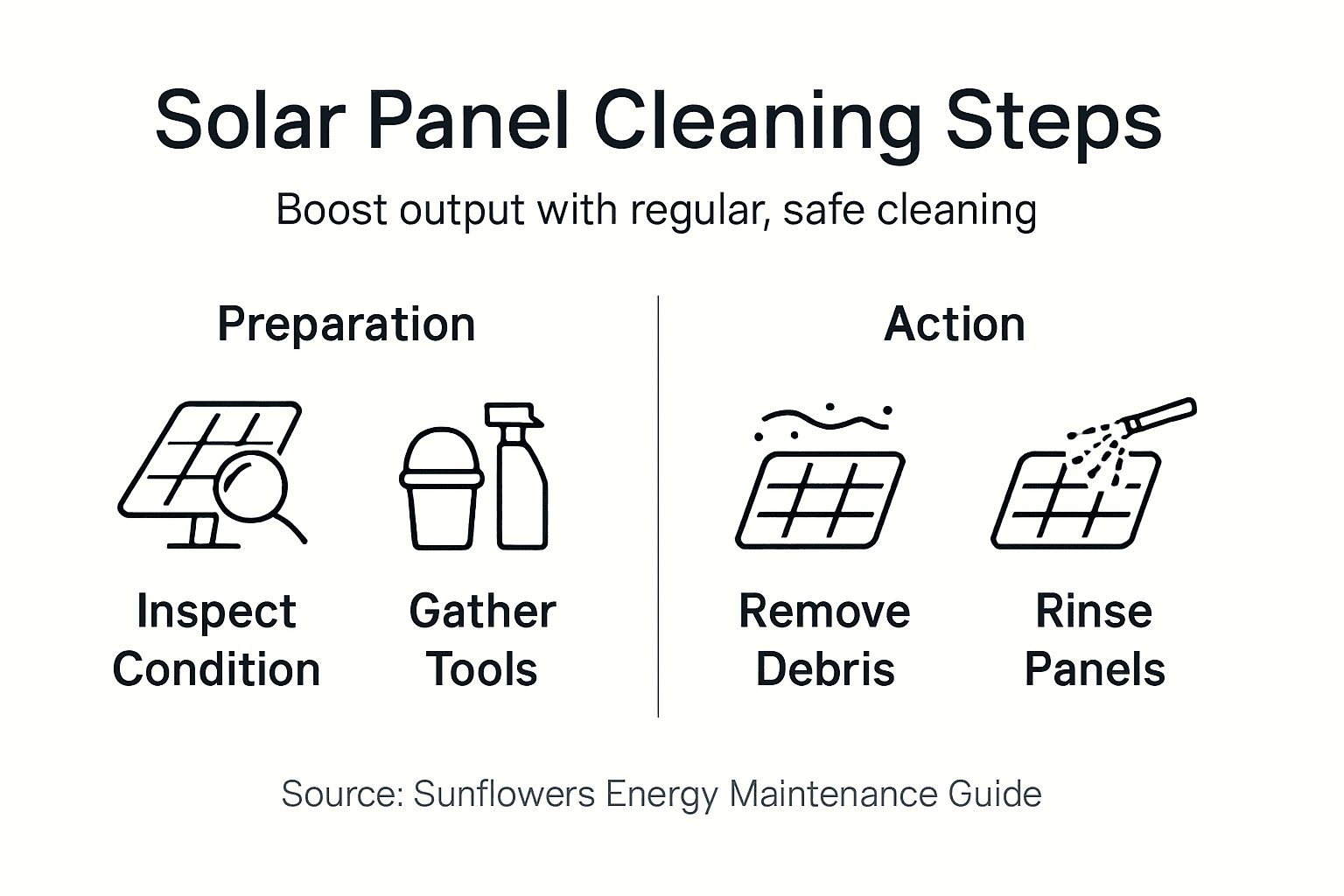 Infographic shows key solar panel cleaning steps