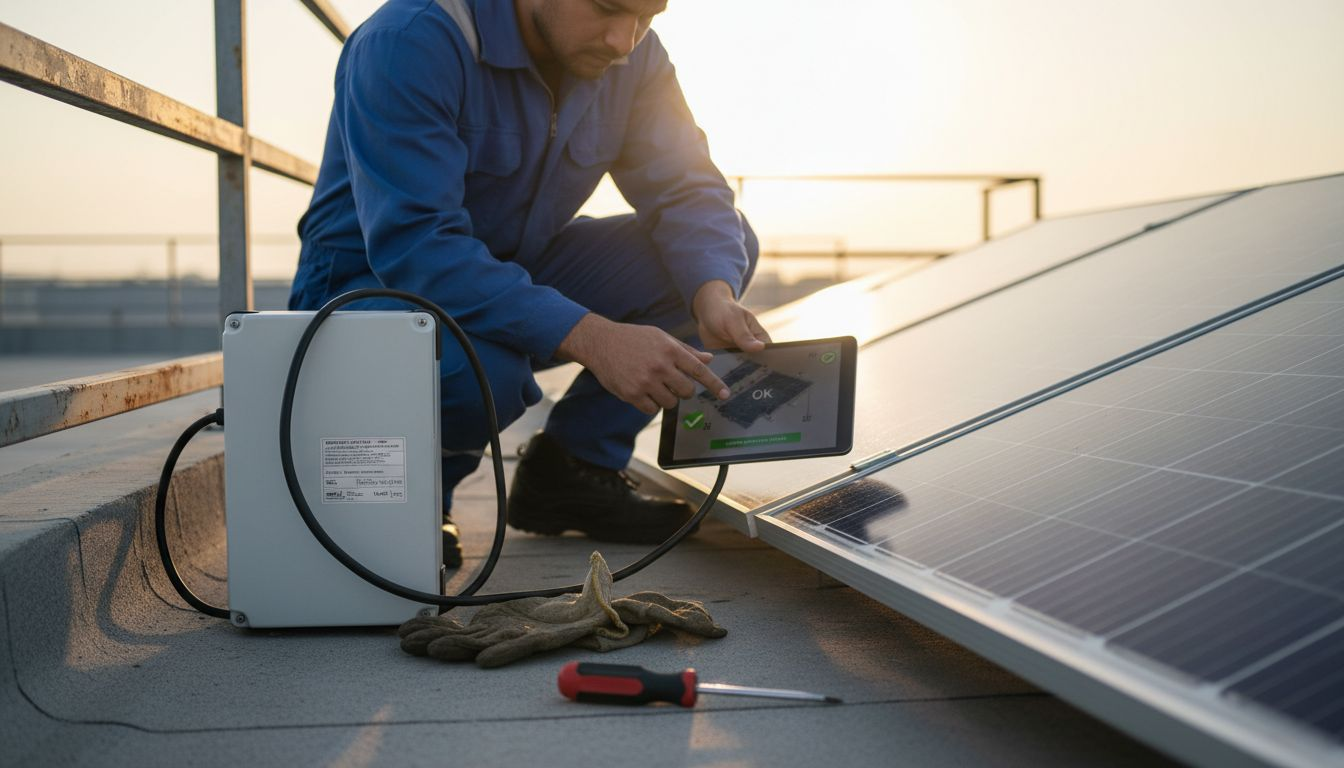 Especialista revisando una instalación solar de última generación