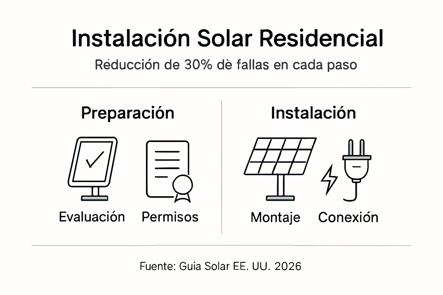Infografía sobre el proceso de instalación de sistemas solares y cómo minimizar errores durante su montaje