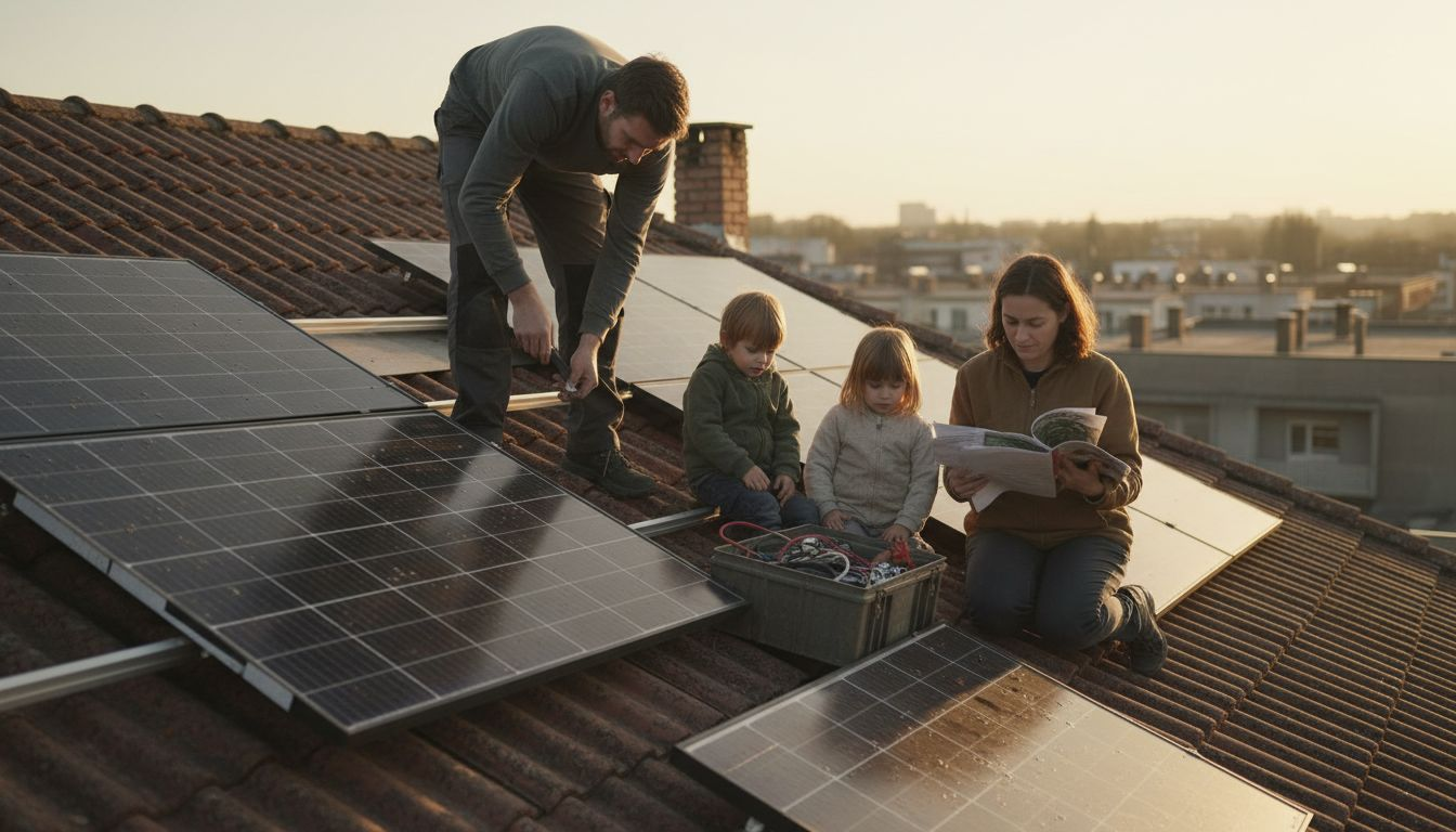 Una familia apuesta por la energía solar y coloca paneles fotovoltaicos en su casa en España.