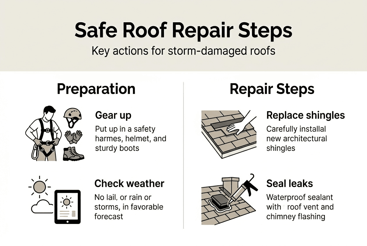 Infographic shows safe storm roof repair steps