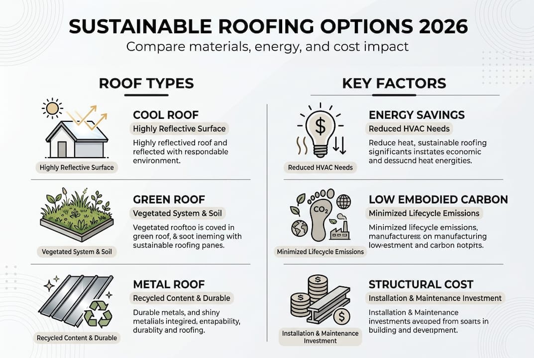 Infographic comparing sustainable roofing methods