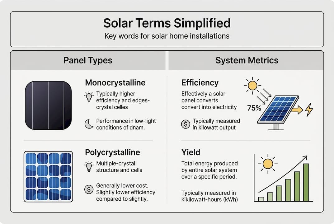 Infographic with panel types and system metrics