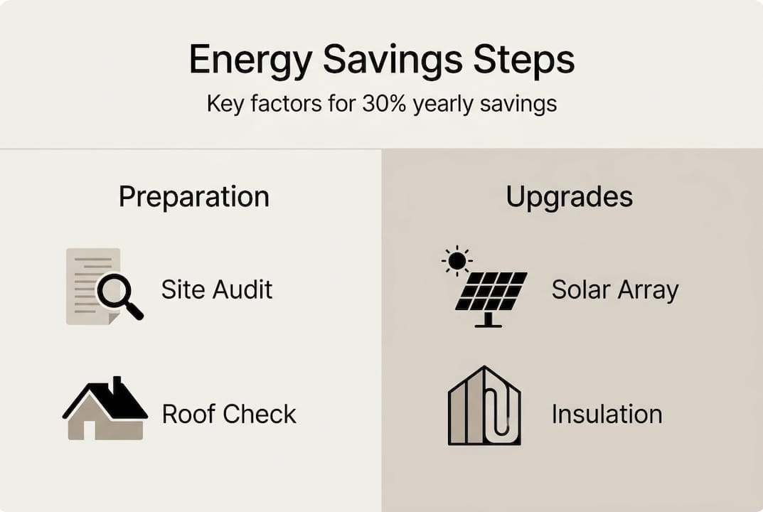 Infographic summarizing energy savings process steps