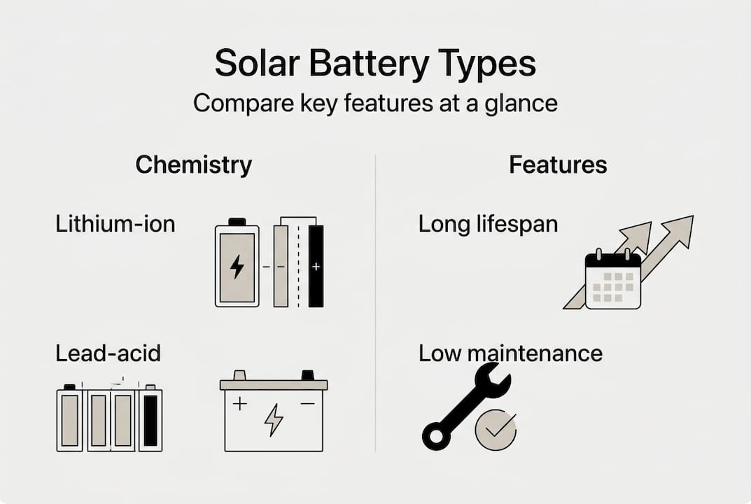 Infographic comparing solar battery types