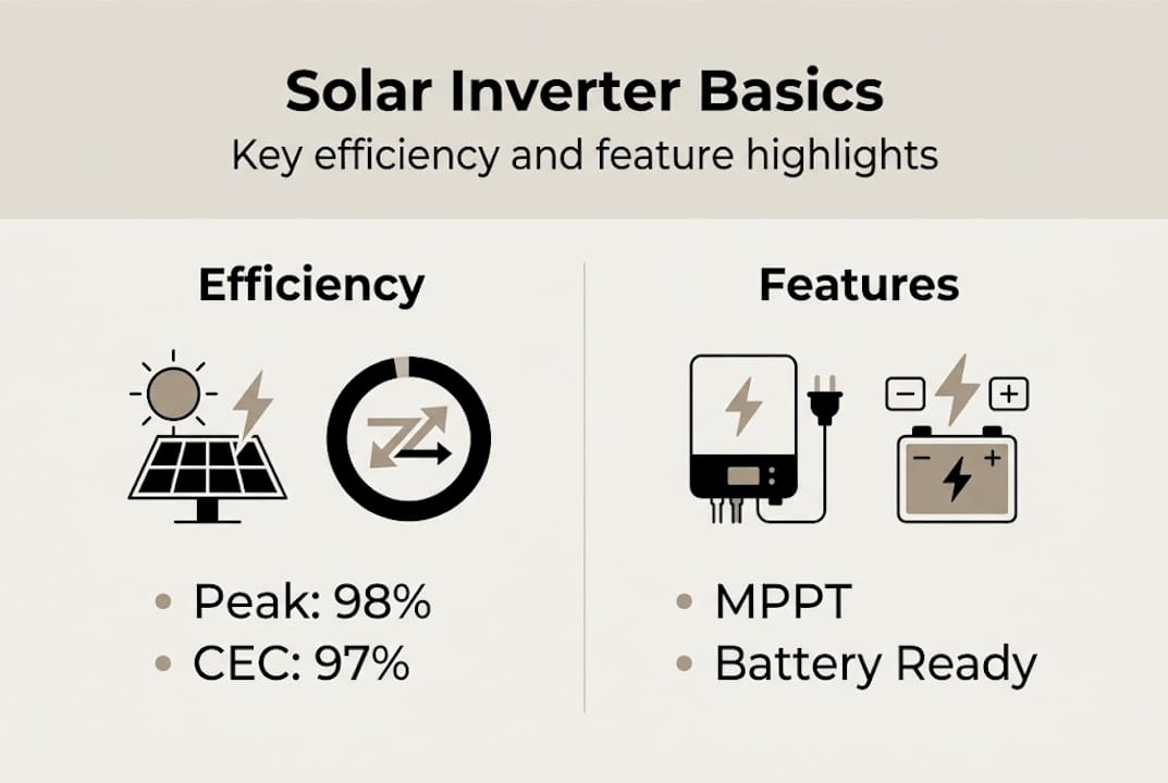 Solar inverter efficiency features infographic