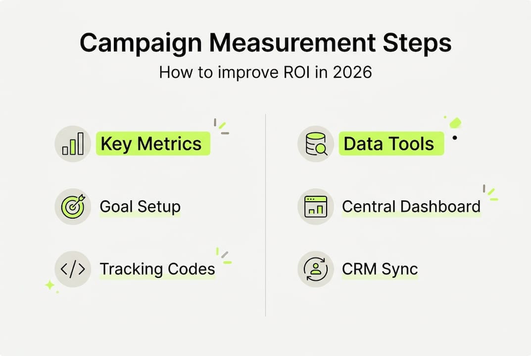Infographic showing campaign measurement steps for ROI