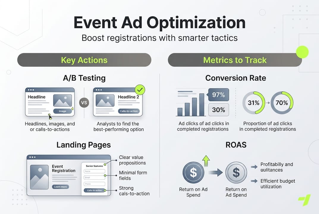 Infographic shows key event ad optimization steps