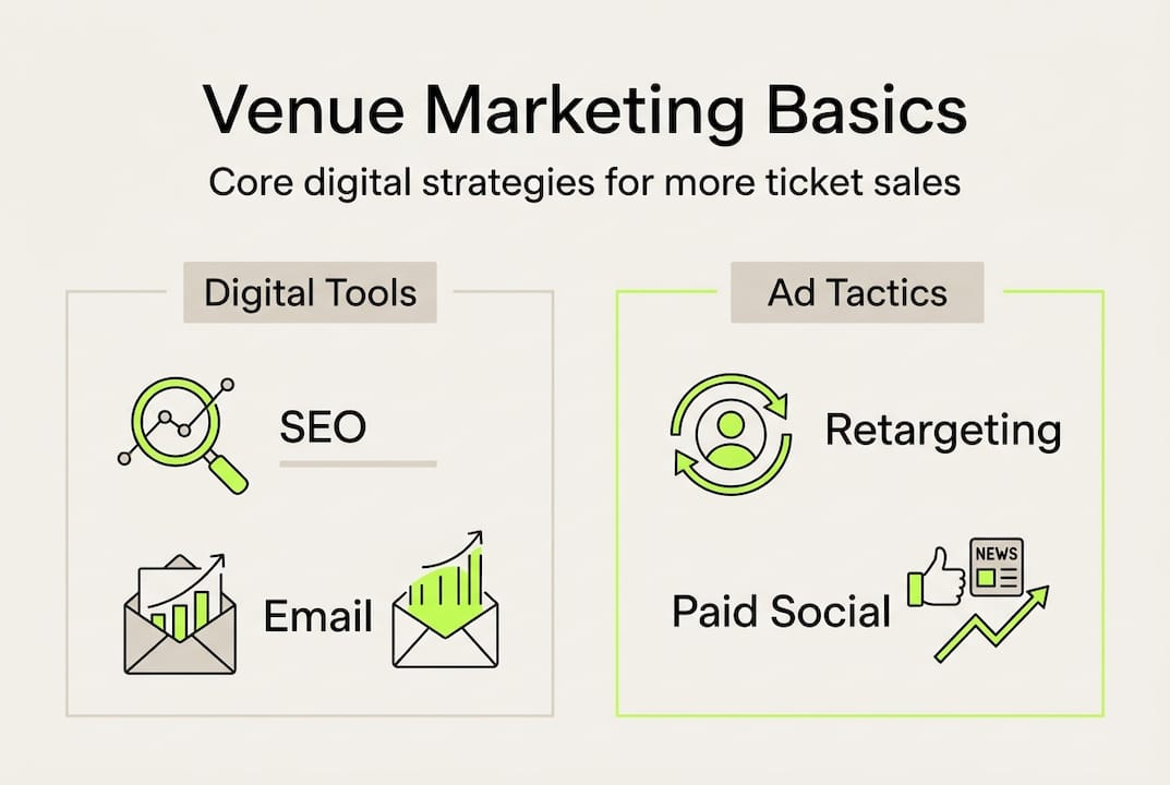 Infographic with core digital marketing strategies