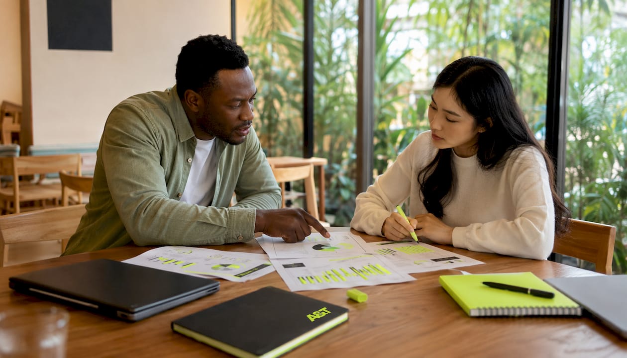 Two marketers discussing ad fatigue types