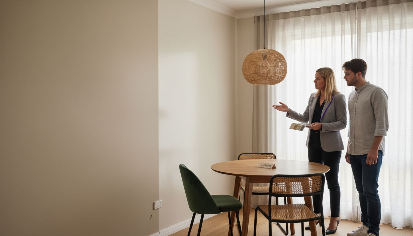 Agent showing gloss and matte painted wall