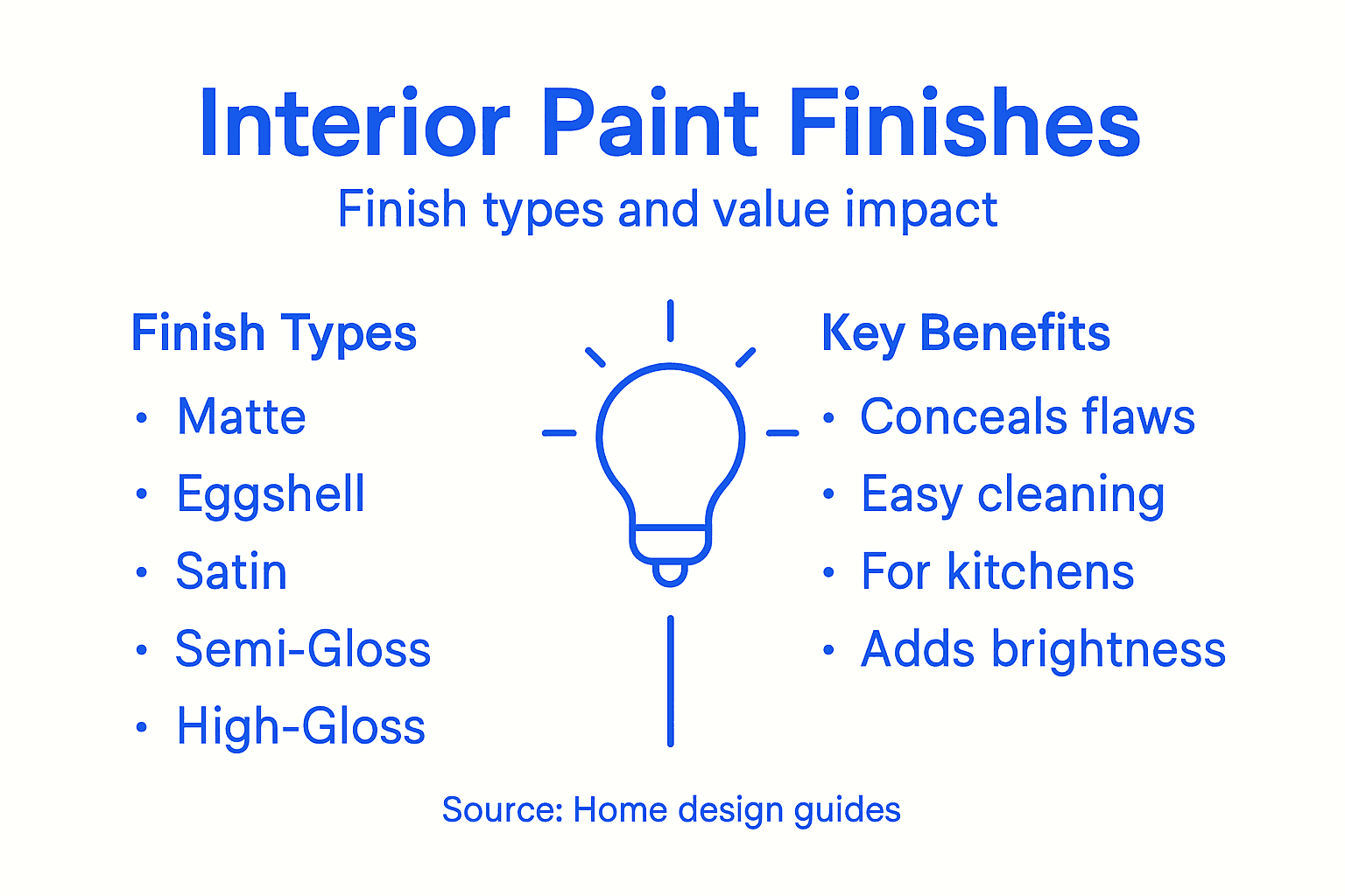 Infographic about types of interior paint finishes