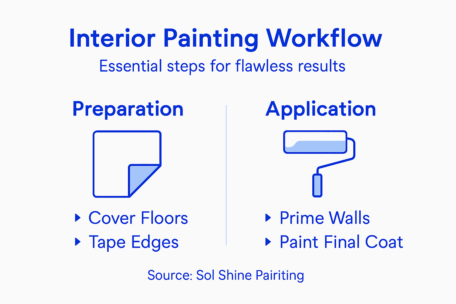Infographic of interior painting workflow steps