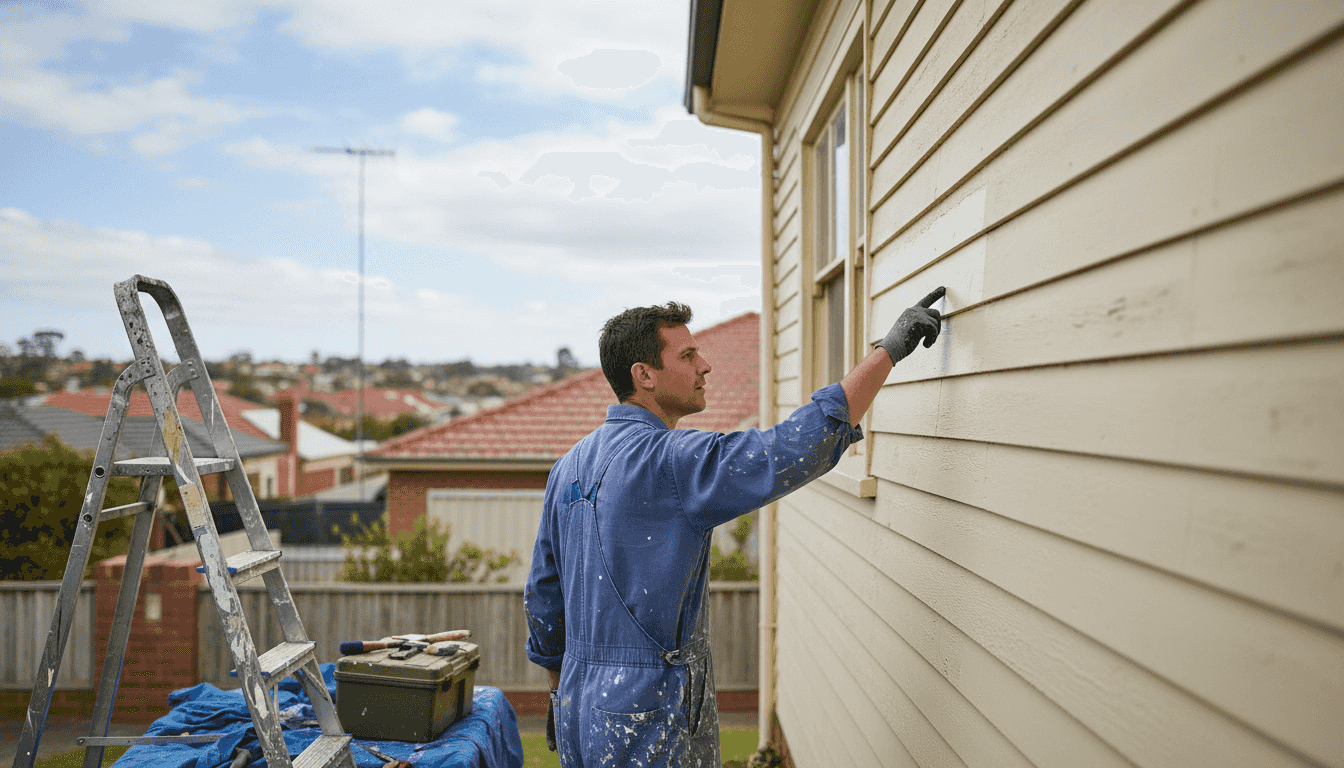 Examining exterior paint for weather damage