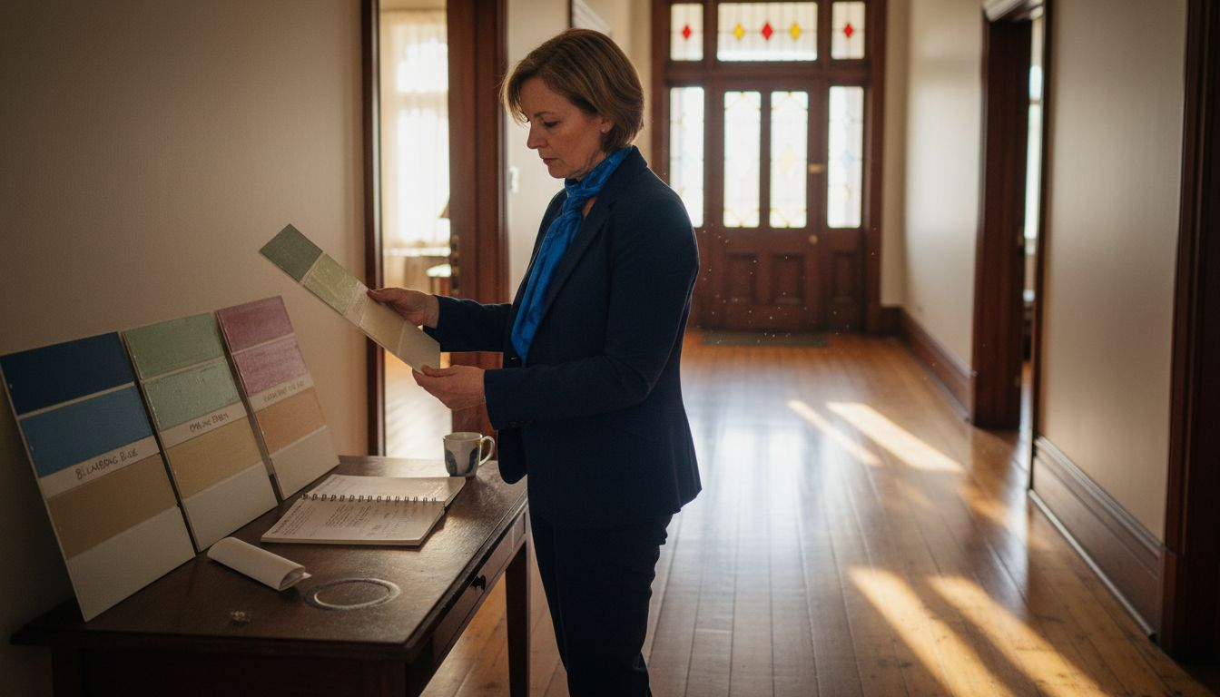 Project manager inspecting heritage paint samples