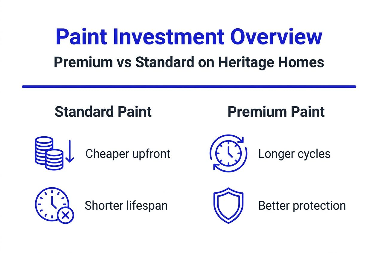 Infographic comparing premium and standard paint pros