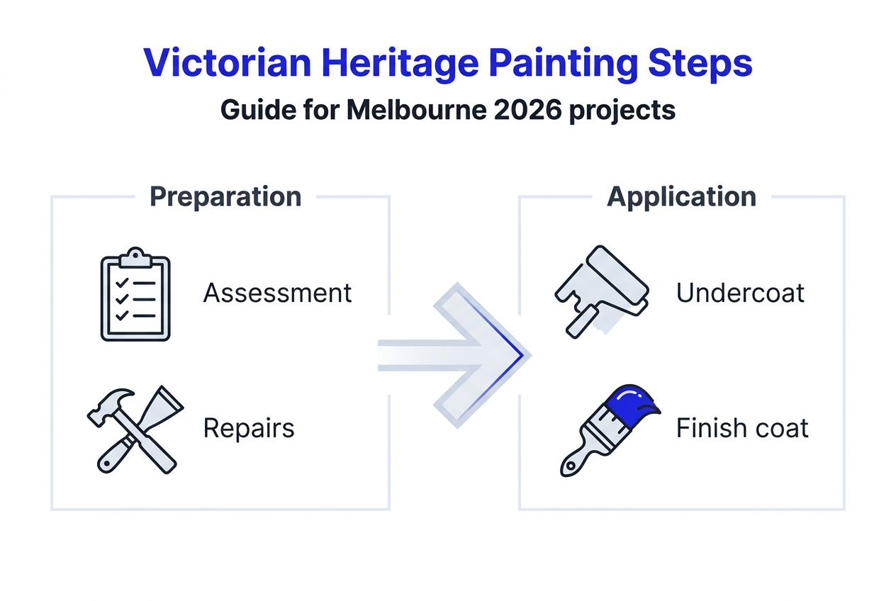 Infographic showing Victorian painting process steps