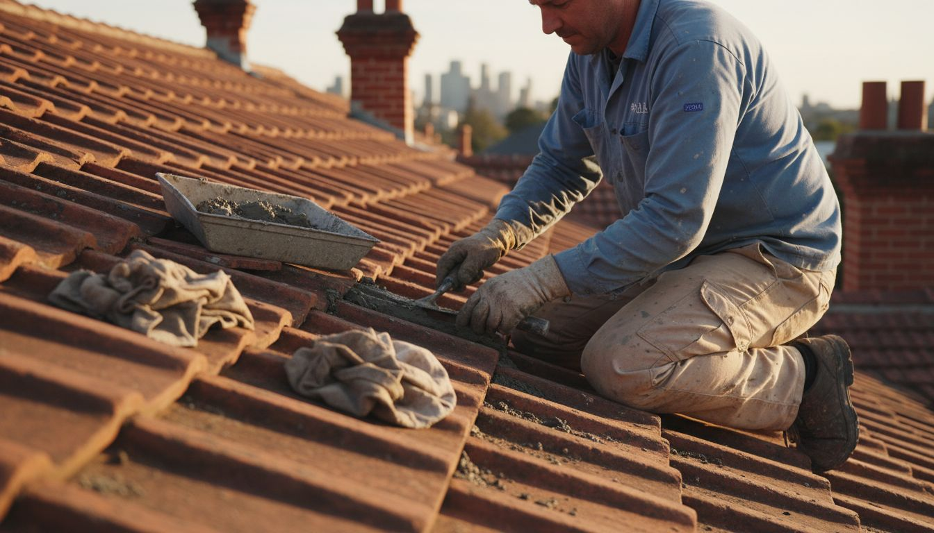 Mortar repair on Melbourne heritage roof tiles