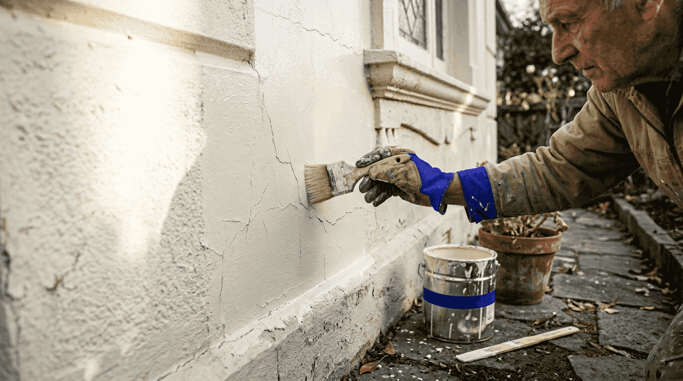 Close-up of coating applied on historic wall