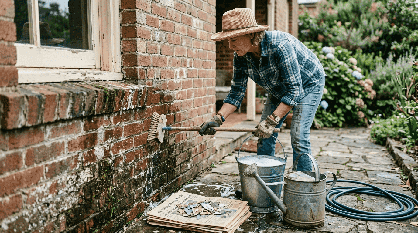 Cleaning brick wall for heritage paint prep