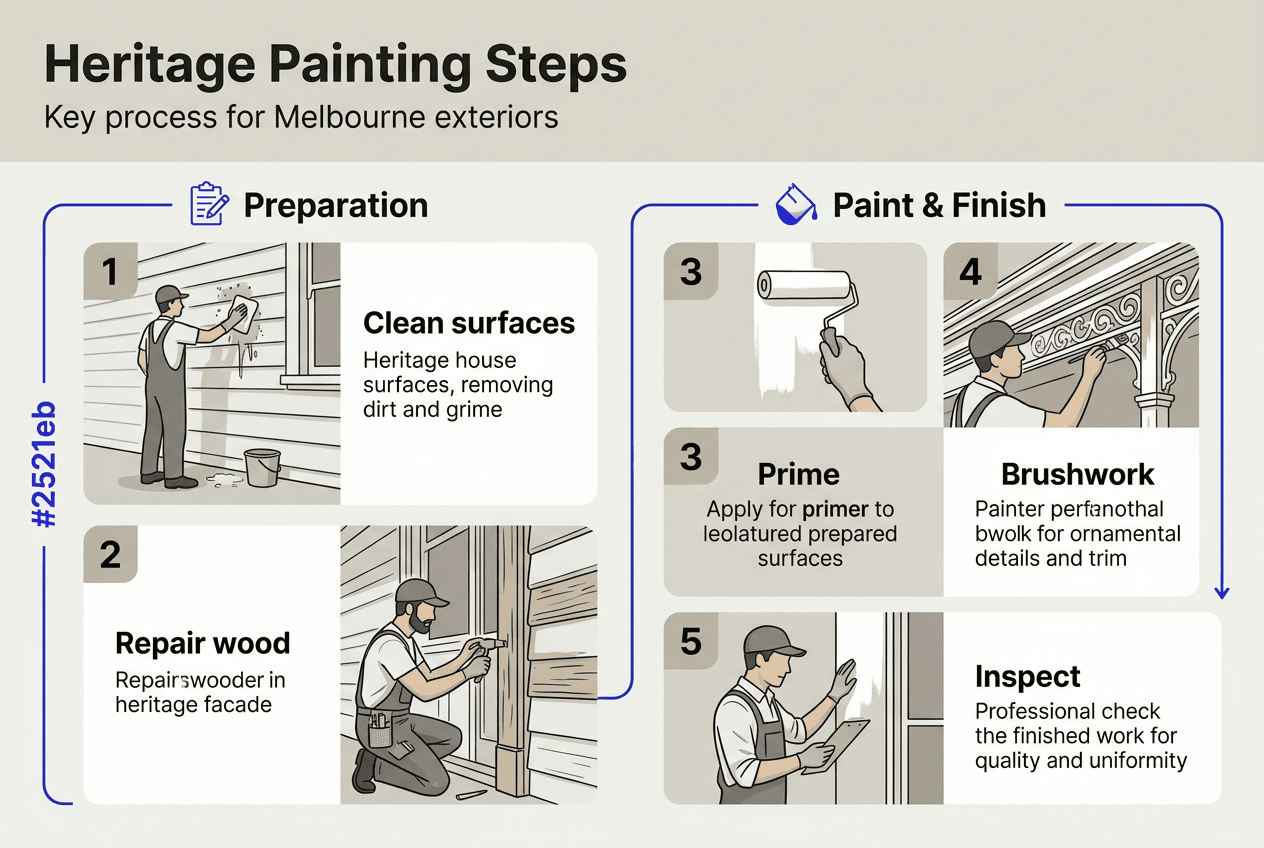Infographic showing classic exterior painting steps