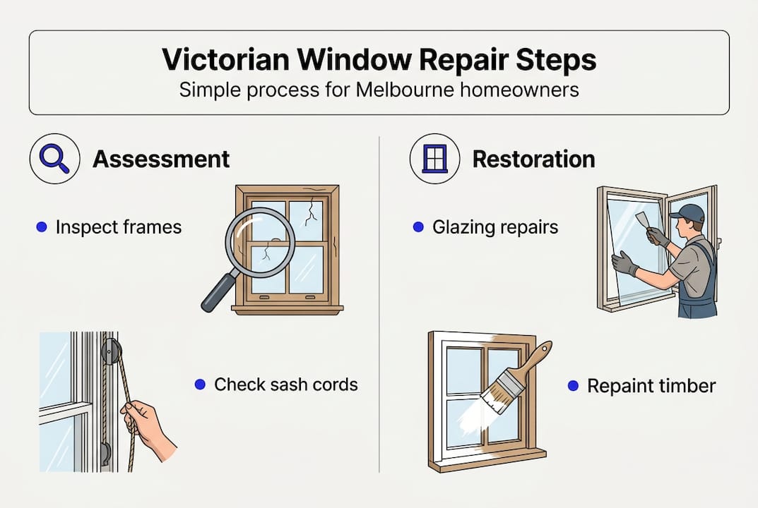 Infographic of Victorian window repair steps