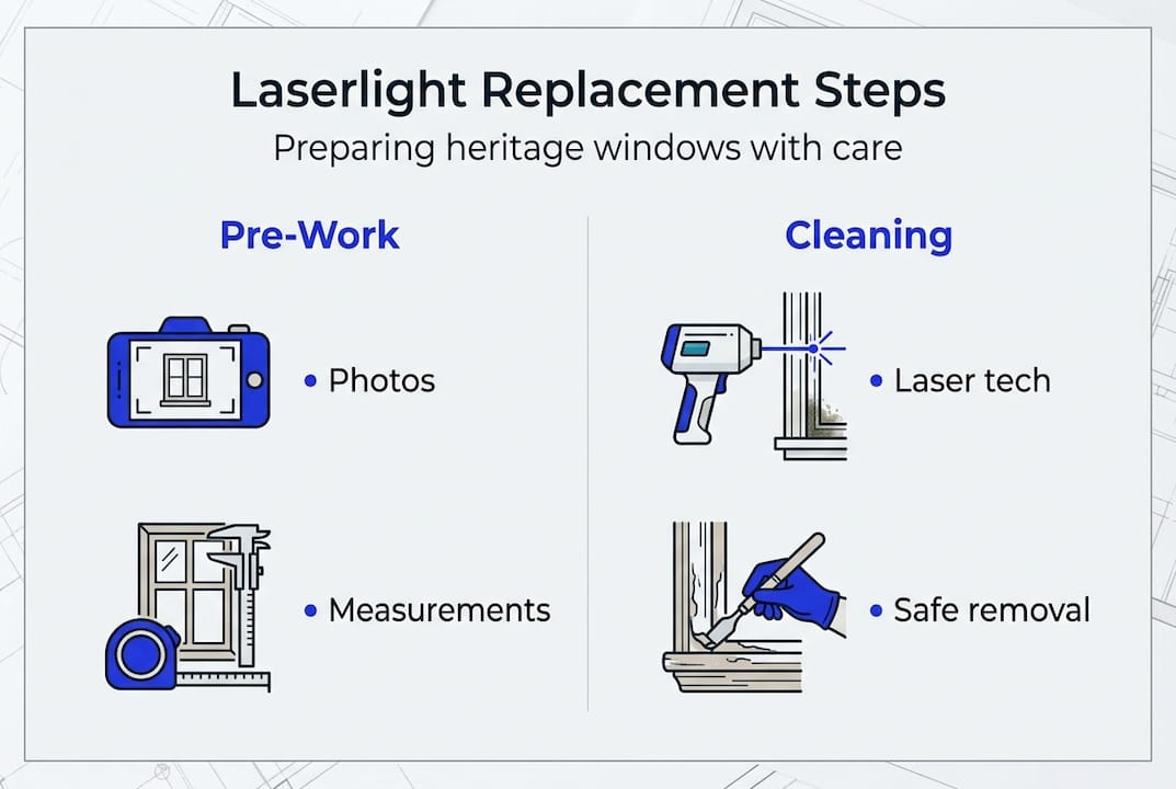 Infographic showing laserlight replacement preparation