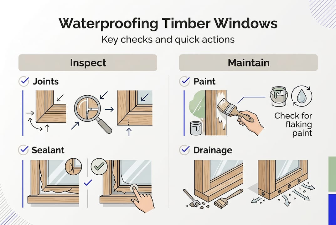Infographic: timber window protection checks and actions