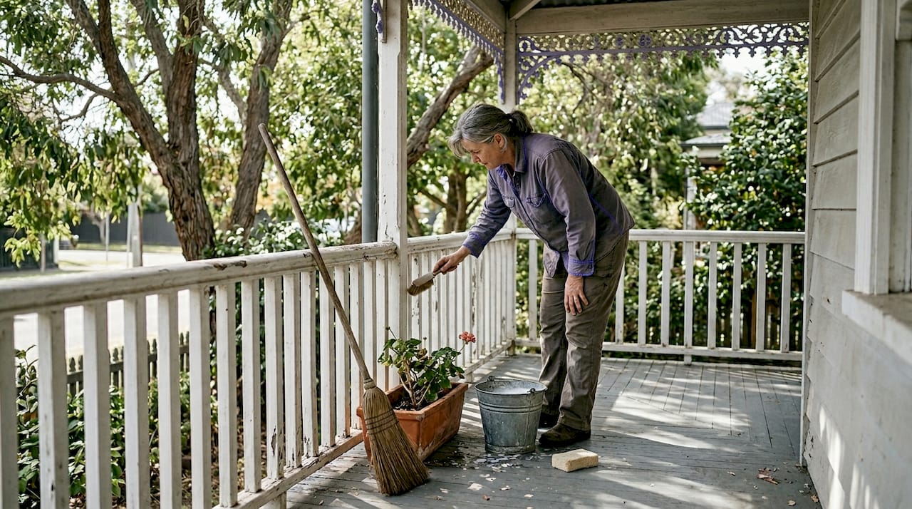 Gentle cleaning of decorative timber fretwork