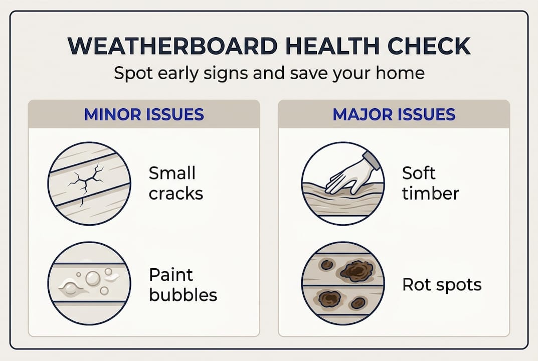 Infographic of weatherboard minor and major issues
