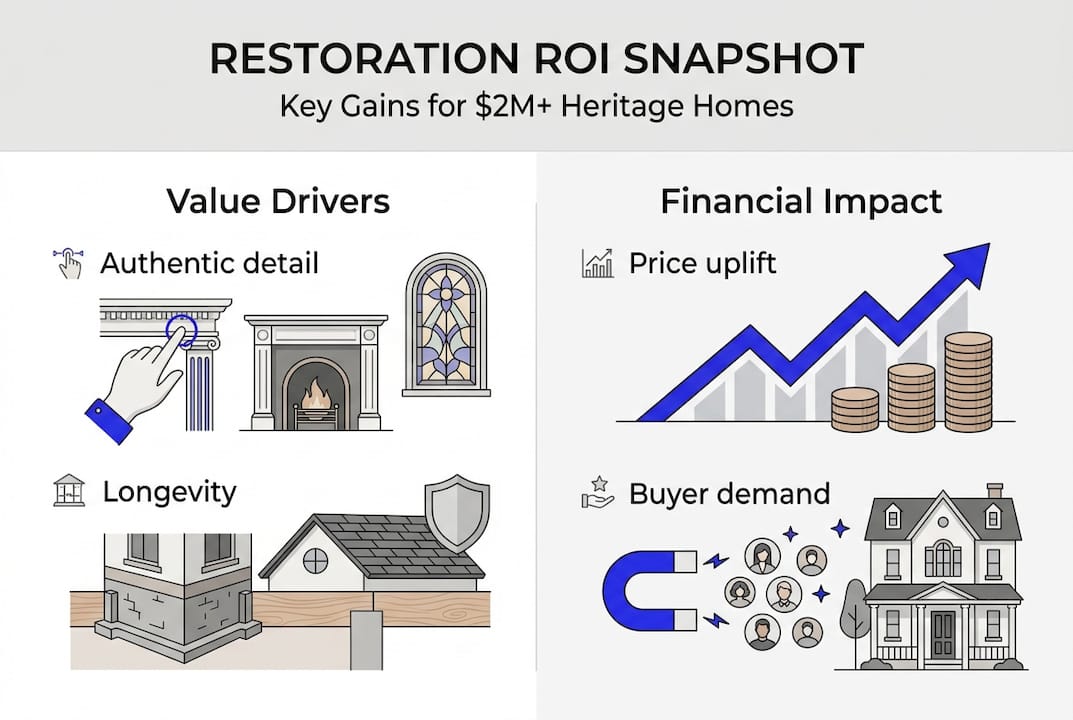 Infographic on heritage restoration value increase