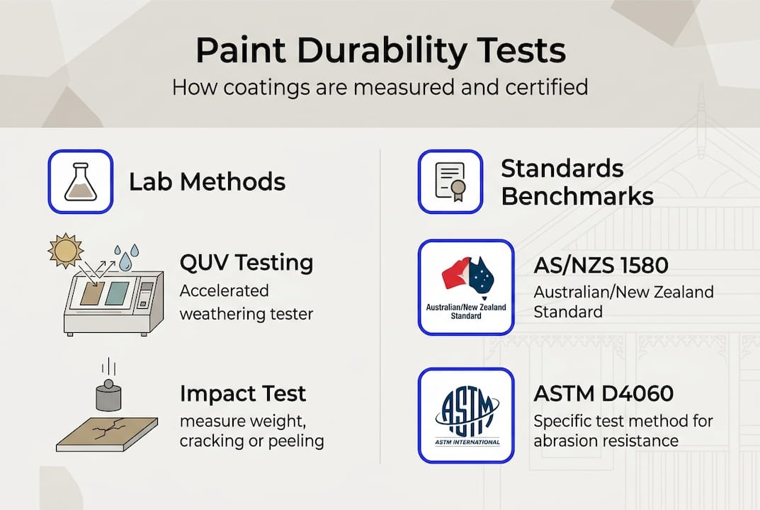 Infographic shows paint durability test methods and standards