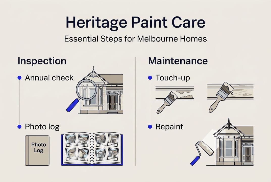 Infographic of paint care steps for heritage home