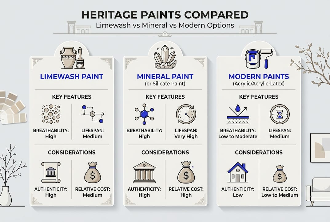 Heritage paint types comparison quick guide infographic