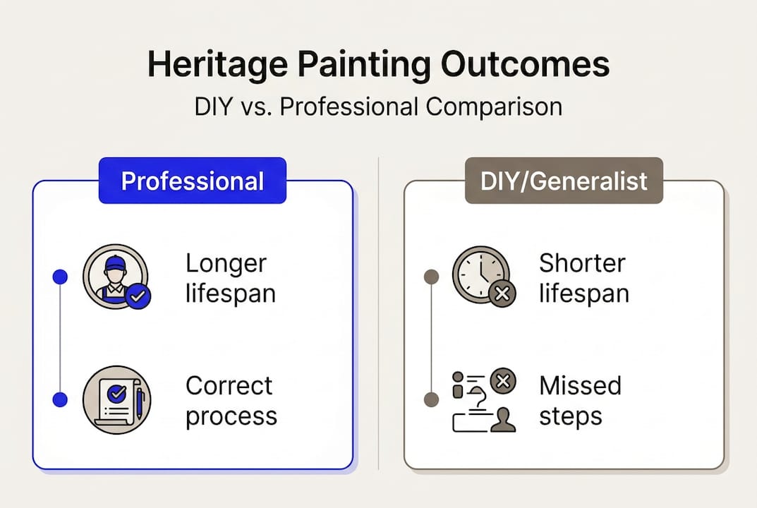 Infographic comparing DIY and professional heritage painting