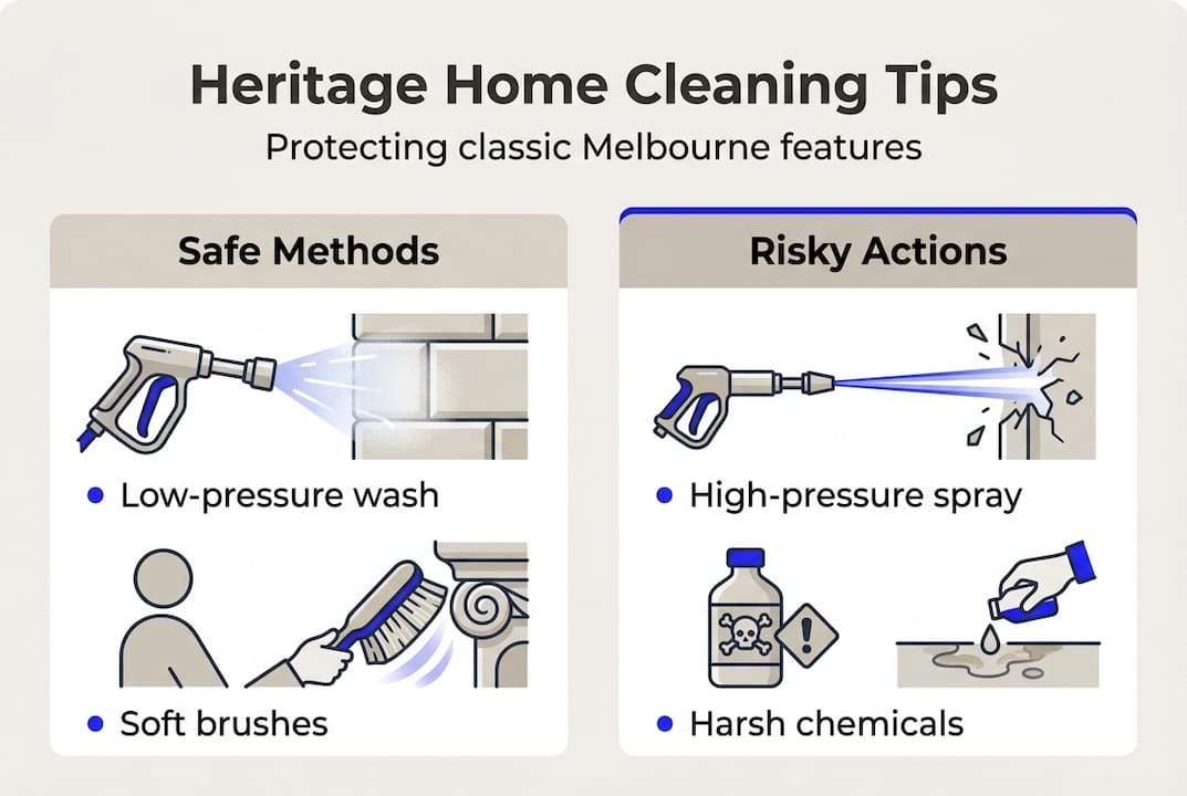 Infographic showing safe and risky cleaning tips