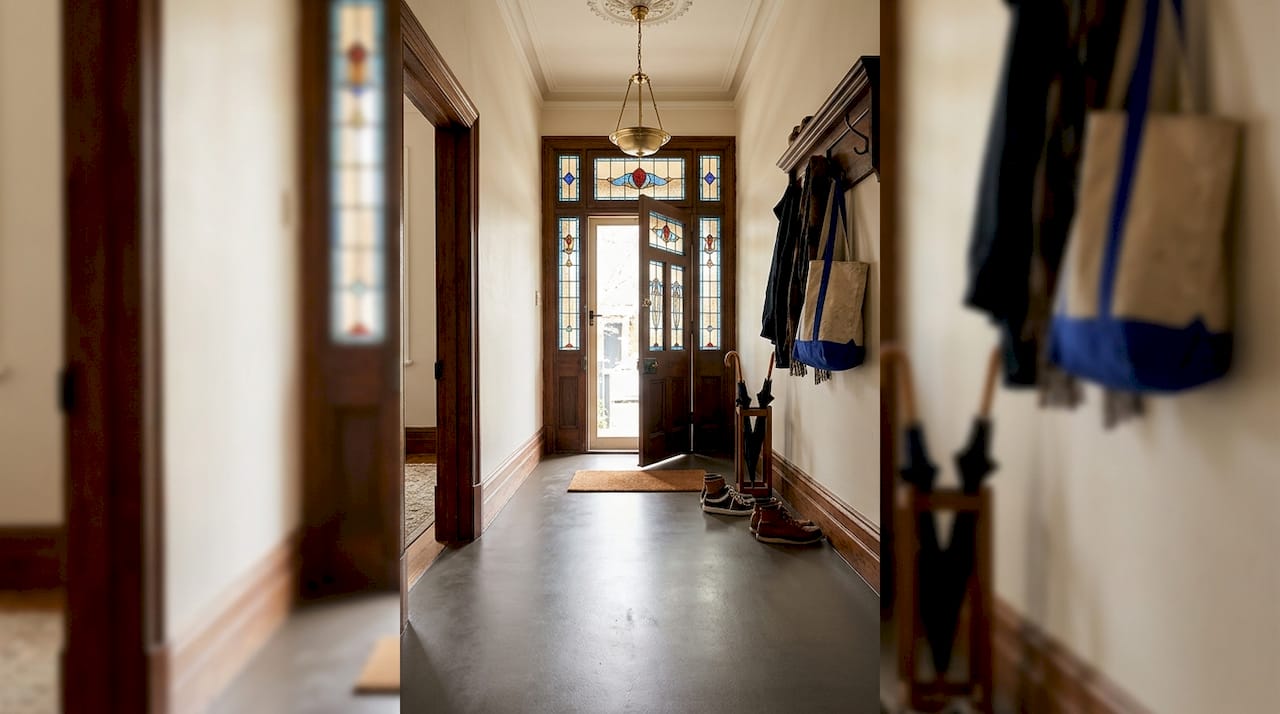 Restored heritage hallway with epoxy finish