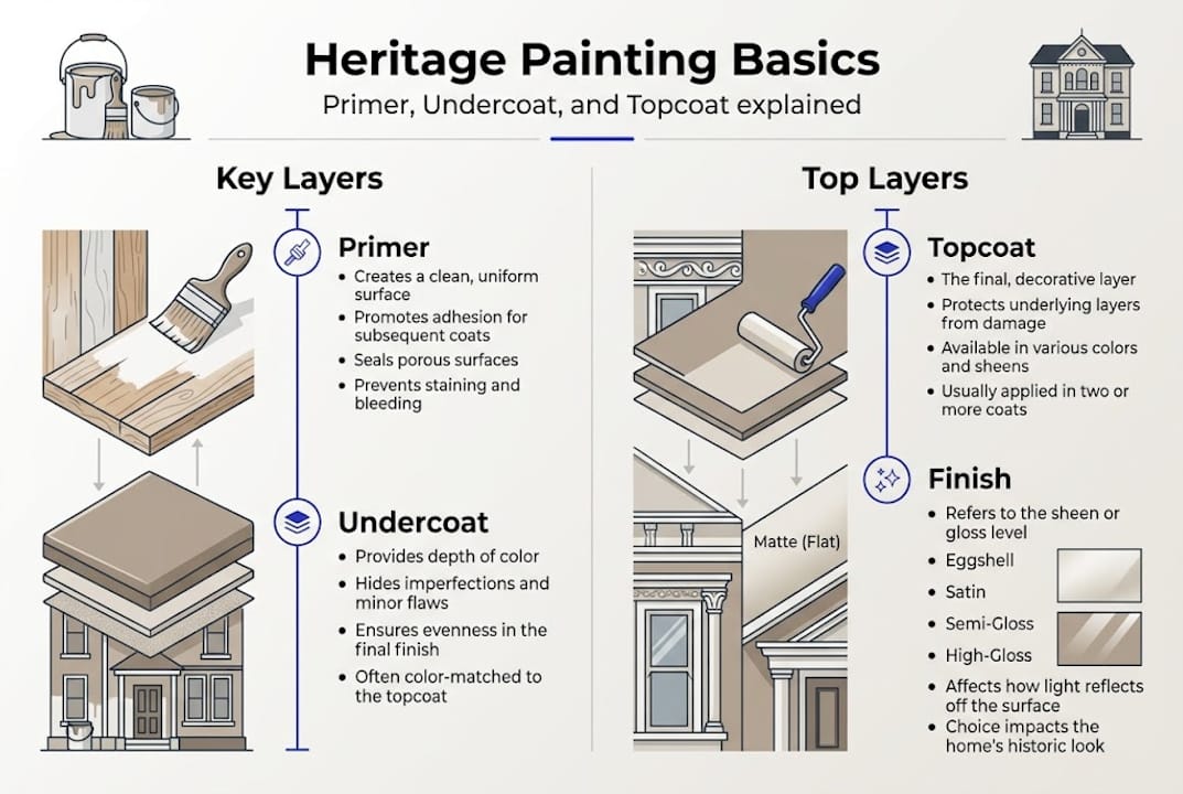 Infographic on heritage home painting layers