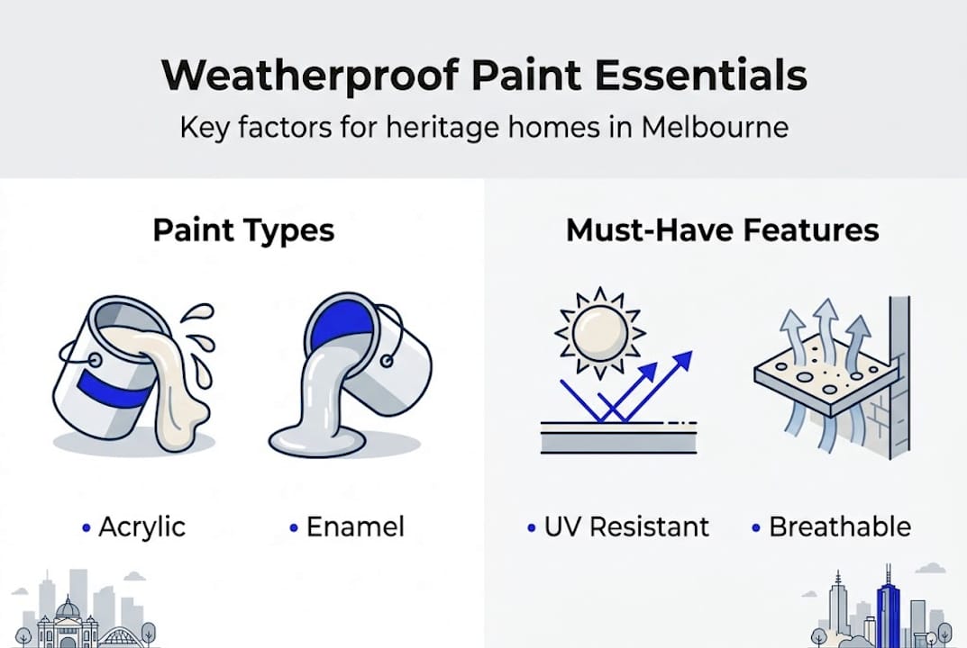 Infographic summarizing weatherproof paint essentials