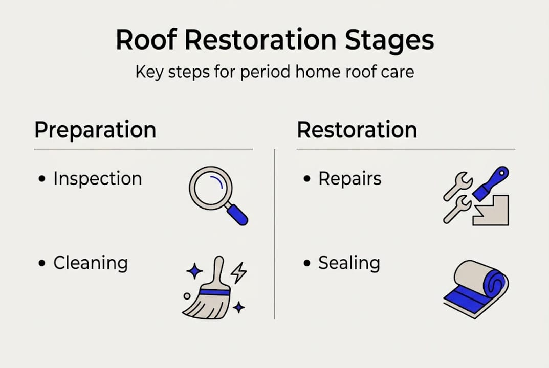 Infographic showing stages of roof restoration