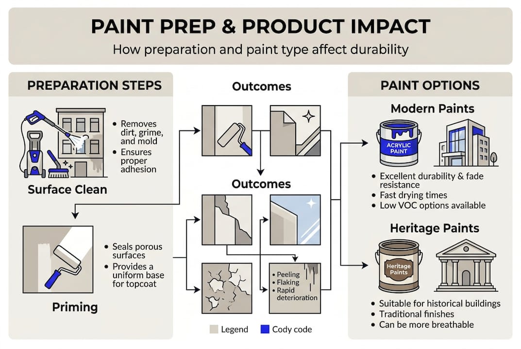Infographic comparing paint prep and products
