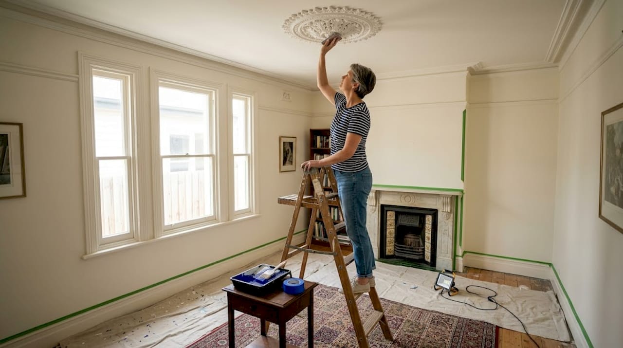 Preparing decorative ceiling rose for repainting