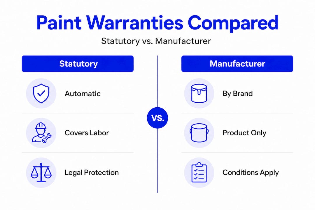 Infographic comparing statutory and manufacturer paint warranties