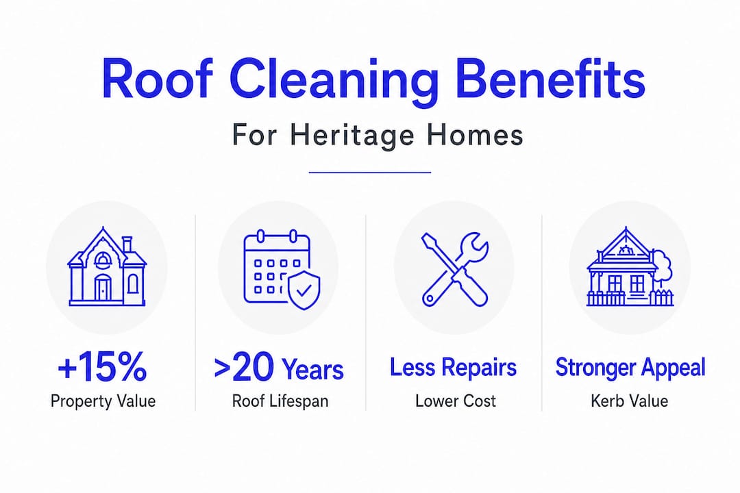 Infographic showing regular heritage roof cleaning benefits