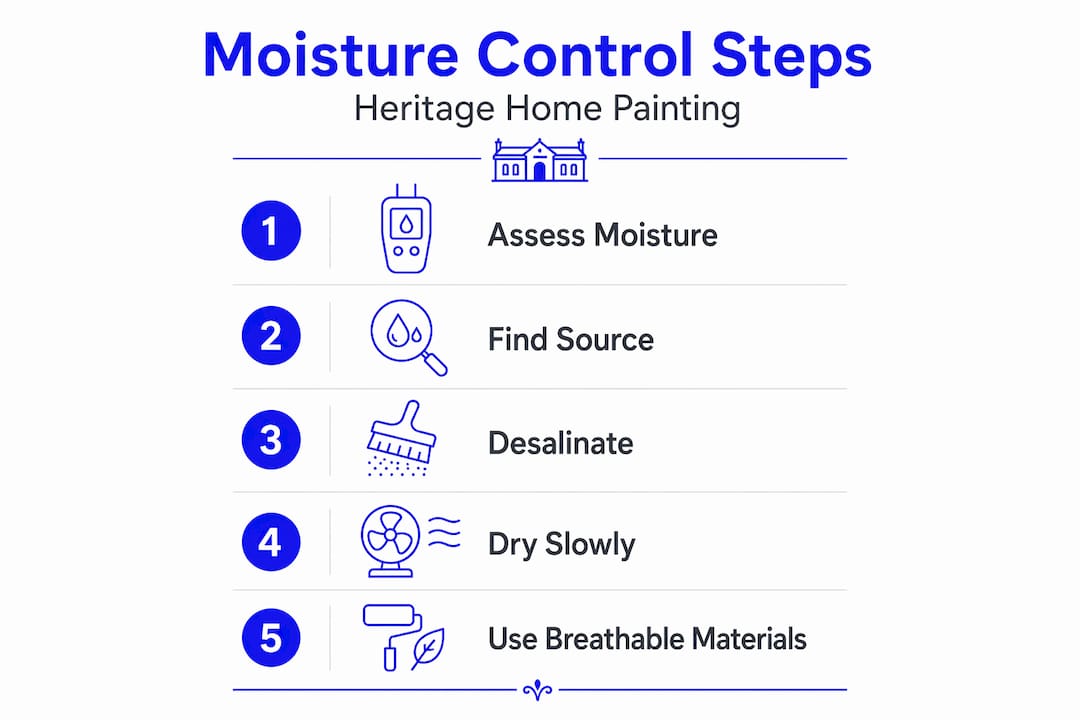 Infographic of moisture control painting steps