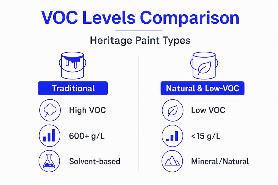 Infographic comparing VOC levels in paint types