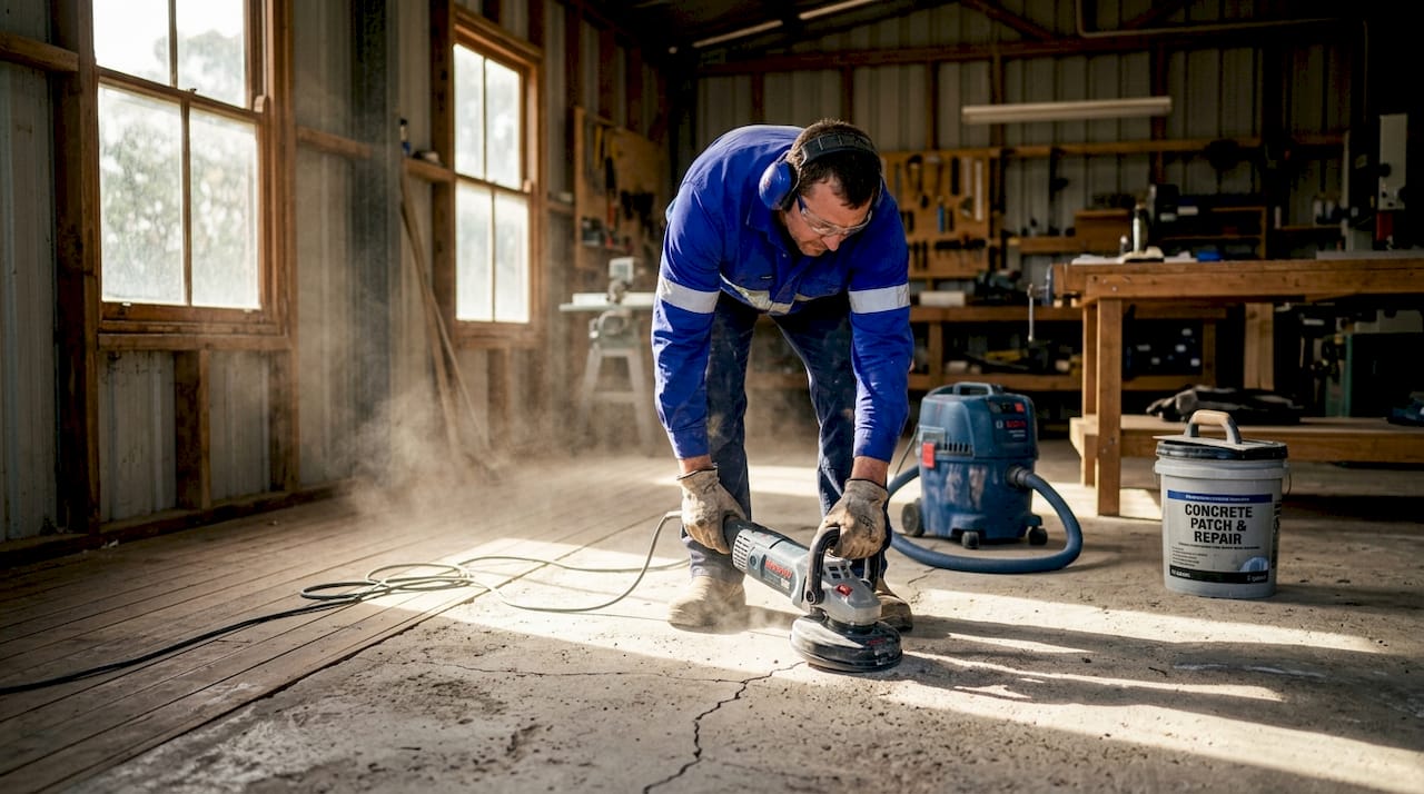Grinding concrete surface before epoxy application