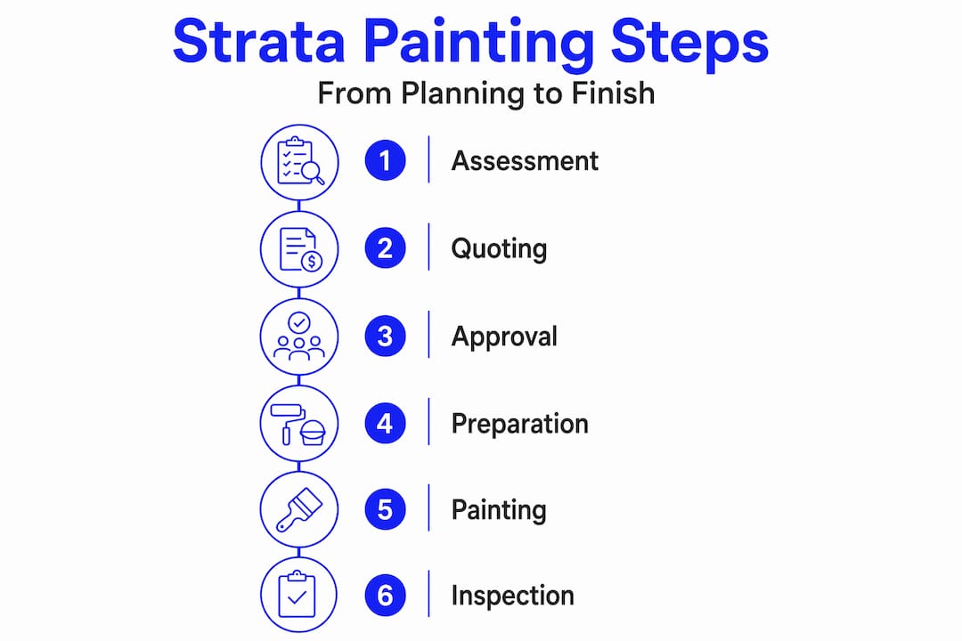 Infographic outlining steps in strata painting project