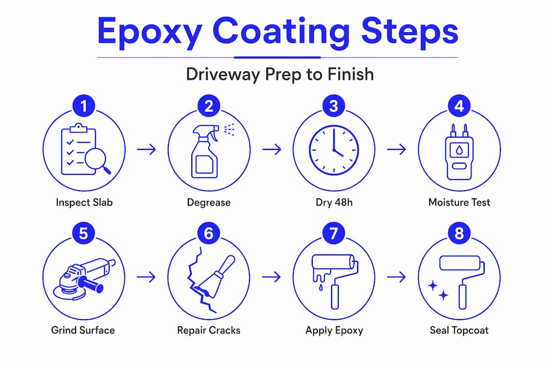 Infographic of driveway epoxy coating steps